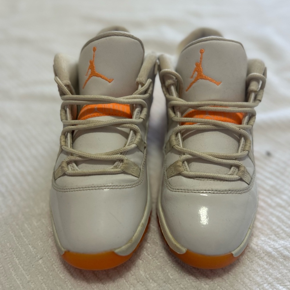 Jordan Kids White and Orange Sneakers